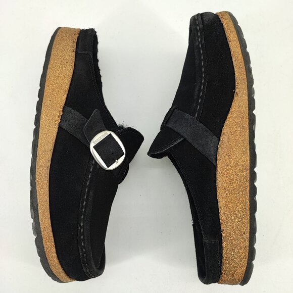 Birkenstock Woman’s Buckley Shearling Black Suede Moccasin Mule Clogs Size 8 US - Picture 5 of 8
